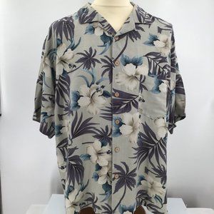 Jamaica Jaxx - 100% Silk, Large "Island Floral Graphic Shirt"